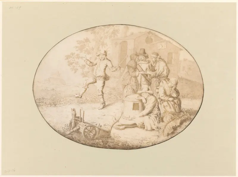 Een elegant paar bij een groep Roma Wall Art by Willem de Heer - High-Resolution Digital Print
