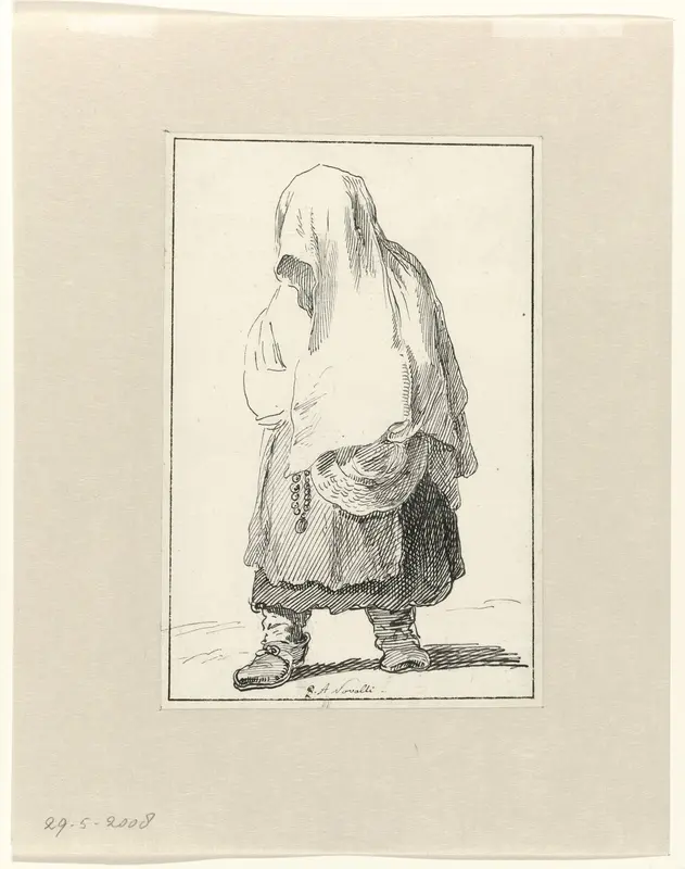 Een gesluierde vrouw met een rozenkrans in haar hand Wall Art by Unknown - High-Resolution Digital Print