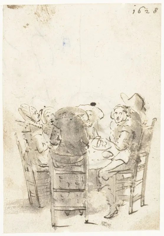 Een gezelschap aan tafel Wall Art by Gerard ter Borch (II) - High-Resolution Digital Print