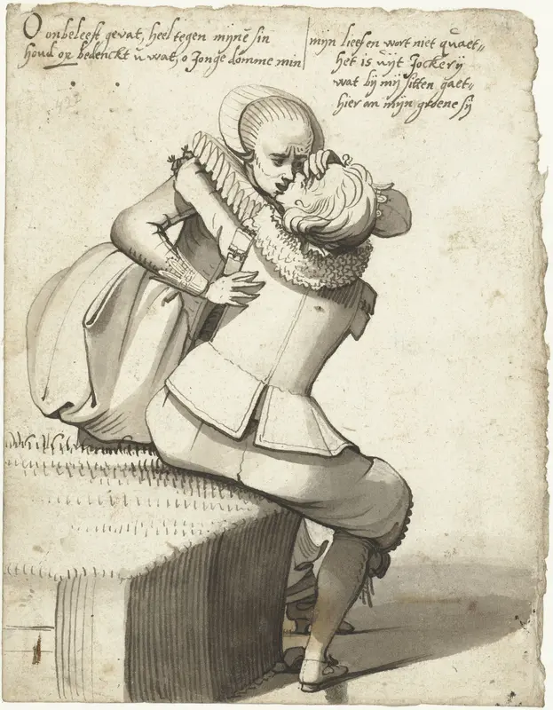 Een gretige minnaar en onwillige geliefde Wall Art by Unknown - High-Resolution Digital Print