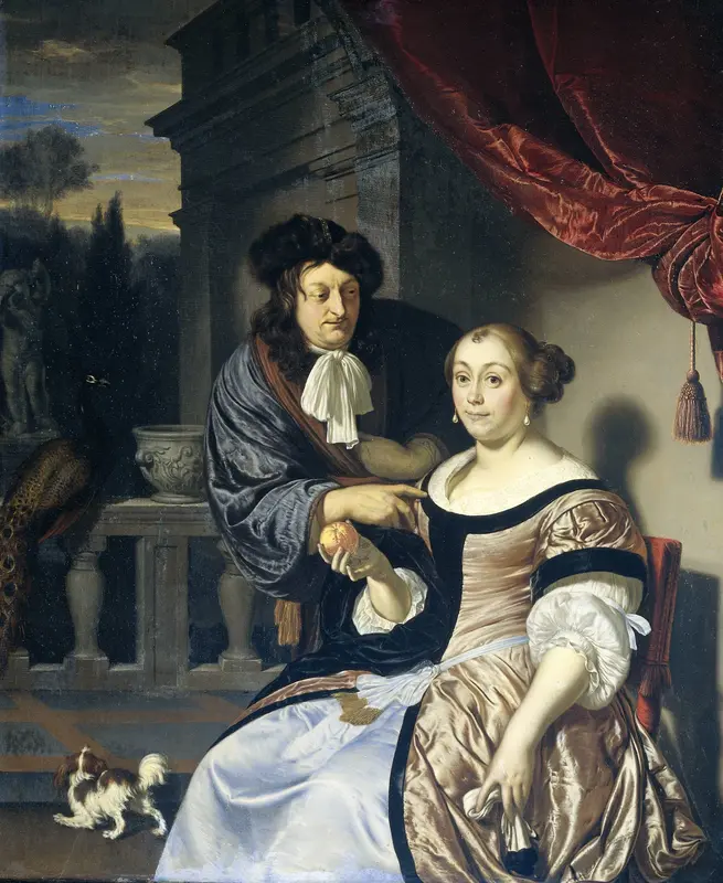 Een heer en een dame Wall Art by Frans van Mieris (I) - High-Resolution Digital Print