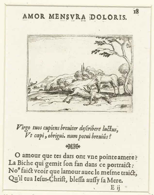 Een hert likt de wond van een ander hert Wall Art by Jacques Callot - High-Resolution Digital Print