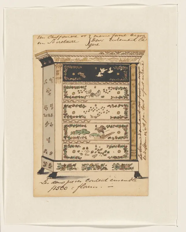 Een Japanse, met lakwerk versierde chiffonnière of secretaire Wall Art by anonymous - High-Resolution Digital Print