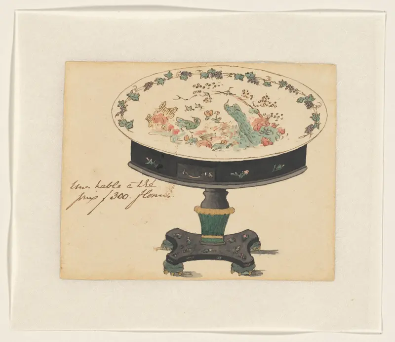 Een Japanse, met lakwerk versierde tafel Wall Art by anonymous - High-Resolution Digital Print