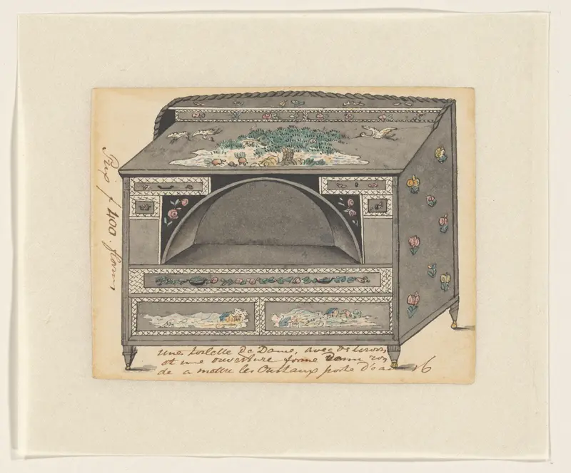Een Japanse, met lakwerk versierde toilettafel voor een dame Wall Art by anonymous - High-Resolution Digital Print