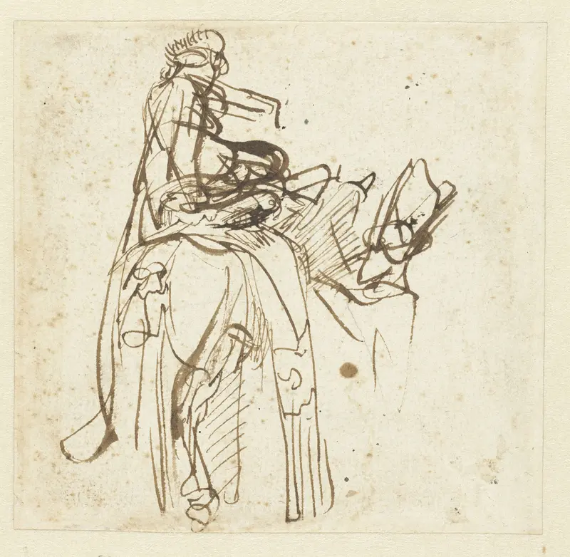 Een man helpt een ruiter te paard Wall Art by Rembrandt van Rijn - High-Resolution Digital Print