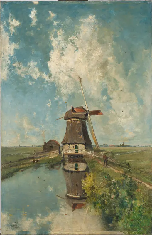 Een molen aan een poldervaart, bekend als ‘In de maand juli’ Wall Art by Paul Joseph Constantin Gabriël - High-Resolution Digital Print