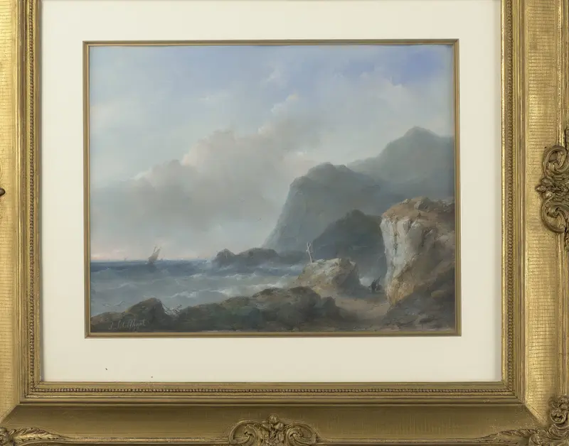 Een rotsachtige kust Wall Art by Andreas Schelfhout - High-Resolution Digital Print