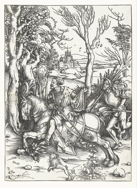Een ruiter en een soldaat Wall Art by Unknown - High-Resolution Digital Print