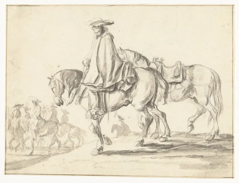 Een ruiter met een grote hoed Wall Art by Adam Frans van der Meulen - High-Resolution Digital Print
