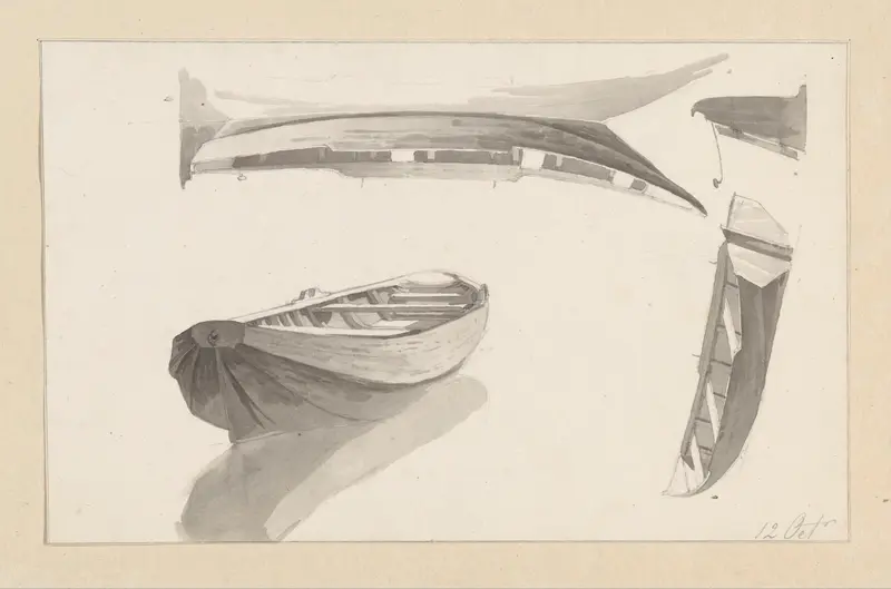 Een sloep bij de wal Wall Art by Hendrik Abraham Klinkhamer - High-Resolution Digital Print