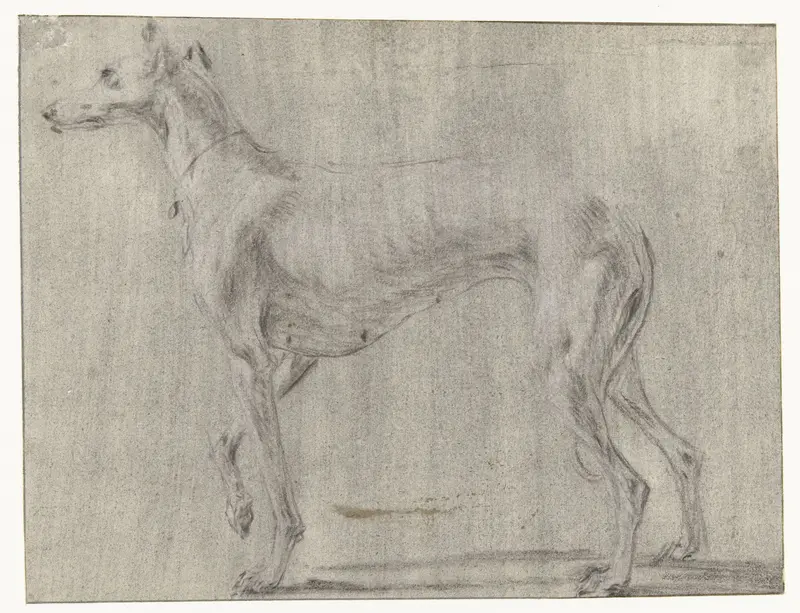 Een staande hond, van opzij gezien Wall Art by Frans Snijders - High-Resolution Digital Print