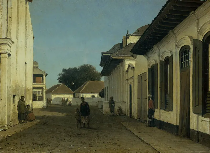 Een straat in het oude deel van Batavia Wall Art by Unknown - High-Resolution Digital Print