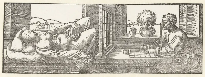 Een tekenaar tekent een vrouw Wall Art by Albrecht Dürer - High-Resolution Digital Print