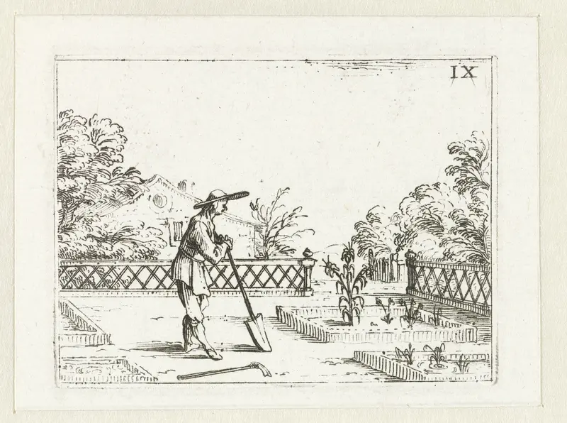 Een tuinman bekijkt zijn lelies Wall Art by François Langlois - High-Resolution Digital Print