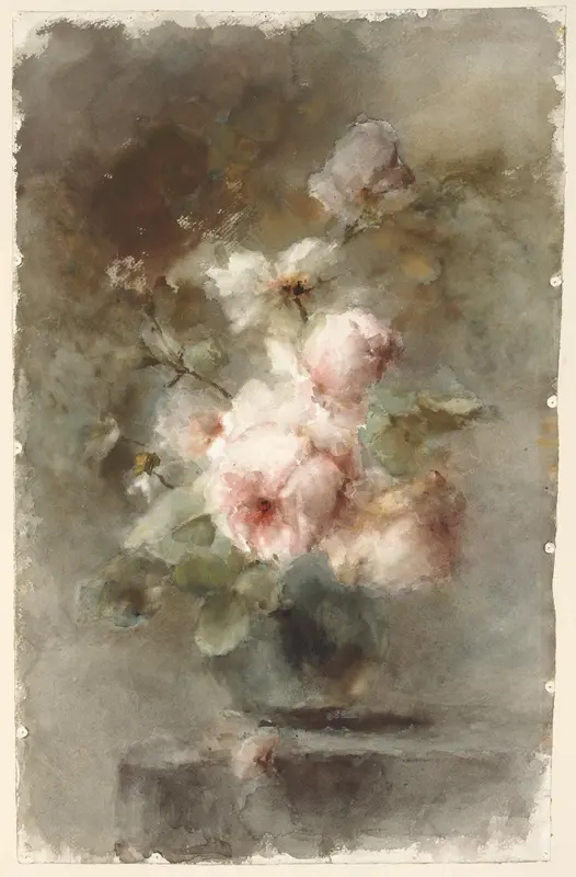 Een vaas met rozen Wall Art by Margaretha Roosenboom - High-Resolution Digital Print