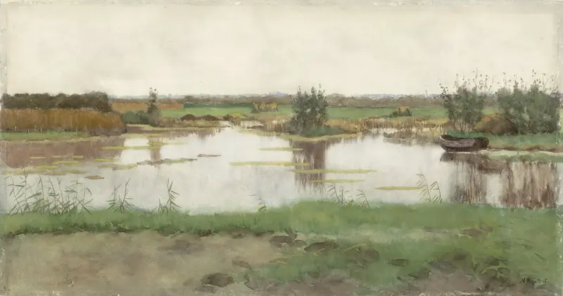 Een waterplas in een weiland Wall Art by Nicolaas Bastert - High-Resolution Digital Print