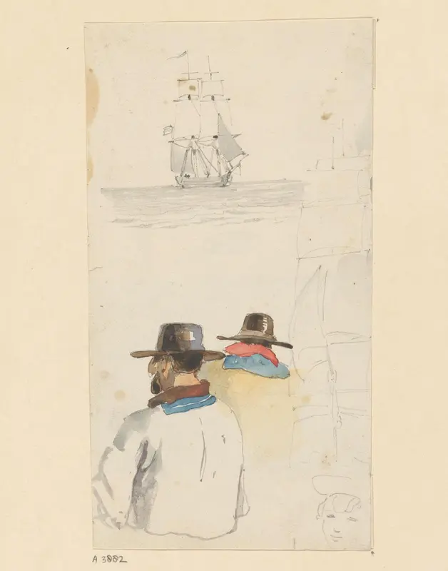 Een zeilschip en twee matrozen Wall Art by Willem Anthonie van Deventer - High-Resolution Digital Print