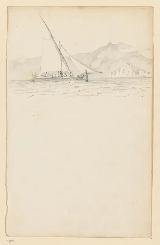 Een zeilschip voor de kust Wall Art by Willem Anthonie van Deventer - High-Resolution Digital Print