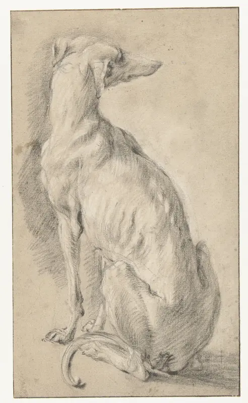 Een zittende hond, van achteren gezien Wall Art by Frans Snijders - High-Resolution Digital Print