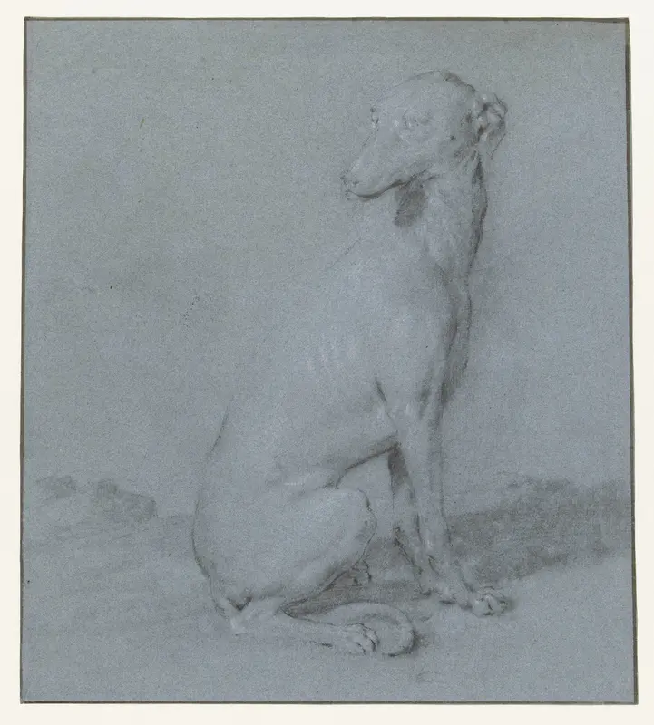 Een zittende hond, van opzij gezien Wall Art by Frans Snijders - High-Resolution Digital Print