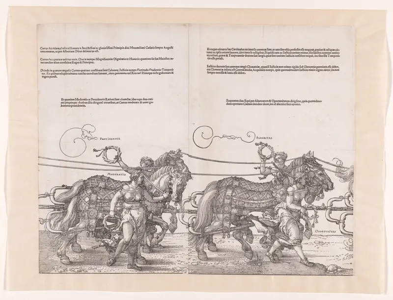 Eerste en tweede span paarden met allegorieën Wall Art by Albrecht Dürer - High-Resolution Digital Print
