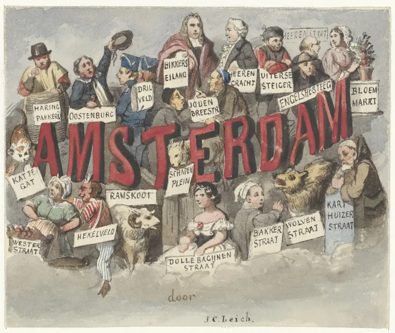 Eerste ontwerp voor de omslag van Amsterdam, van Johannes ter Gouw, 1865 Wall Art by Johan Coenraad Leich - High-Resolution Digital Print