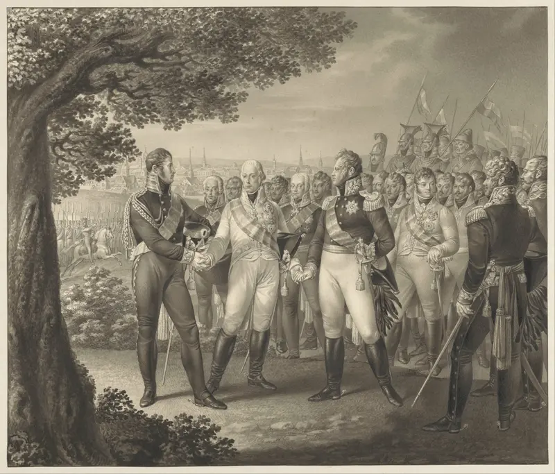Eerste samenkomst der geallieerde Monarchen met hun ministers te Praag, 18 augustus 1813 Wall Art by Unknown - High-Resolution Digital Print