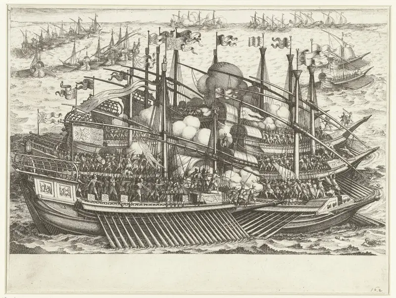 Eerste zeeslag van de vloot van Ferdinando I de' Medici tegen de Turkse vloot Wall Art by Jacques Callot - High-Resolution Digital Print