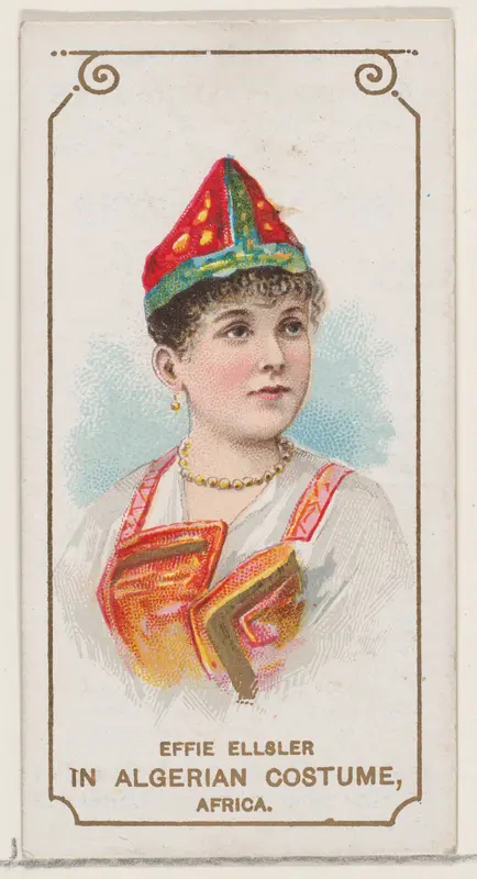 Effie Ellsler in Algerian Costume of Africa, from the set Actors and Actresses, First Series (N70) for Duke brand cigarettes Wall Art by W. Duke, Sons & Co. - High-Resolution Digital Print