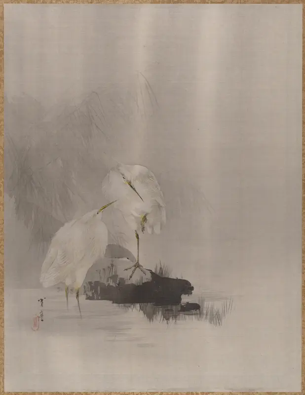 Egrets at the Water's Edge Wall Art by Watanabe Seitei - High-Resolution Digital Print