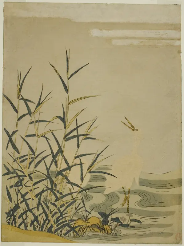Egrets in the Reeds Wall Art by Isoda Koryusai - High-Resolution Digital Print