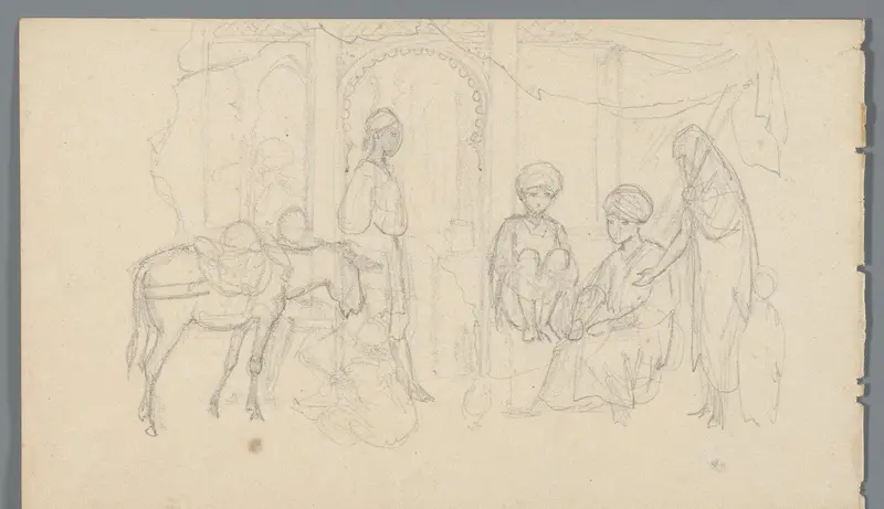 Egyptenaren met ezel voor een gebouw Wall Art by Willem de Famars Testas - High-Resolution Digital Print