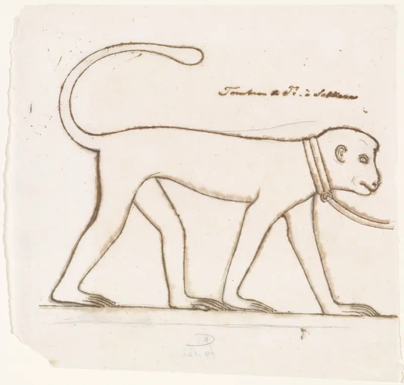 Egyptische reliëfsculptuur: een aap Wall Art by Willem de Famars Testas - High-Resolution Digital Print