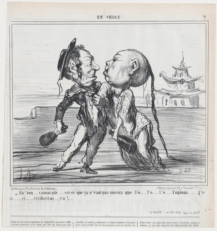 Eh! ben.....camarade....., from En Chine, published in Le Charivari, December 17, 1858 Wall Art by Honoré Daumier - High-Resolution Digital Print