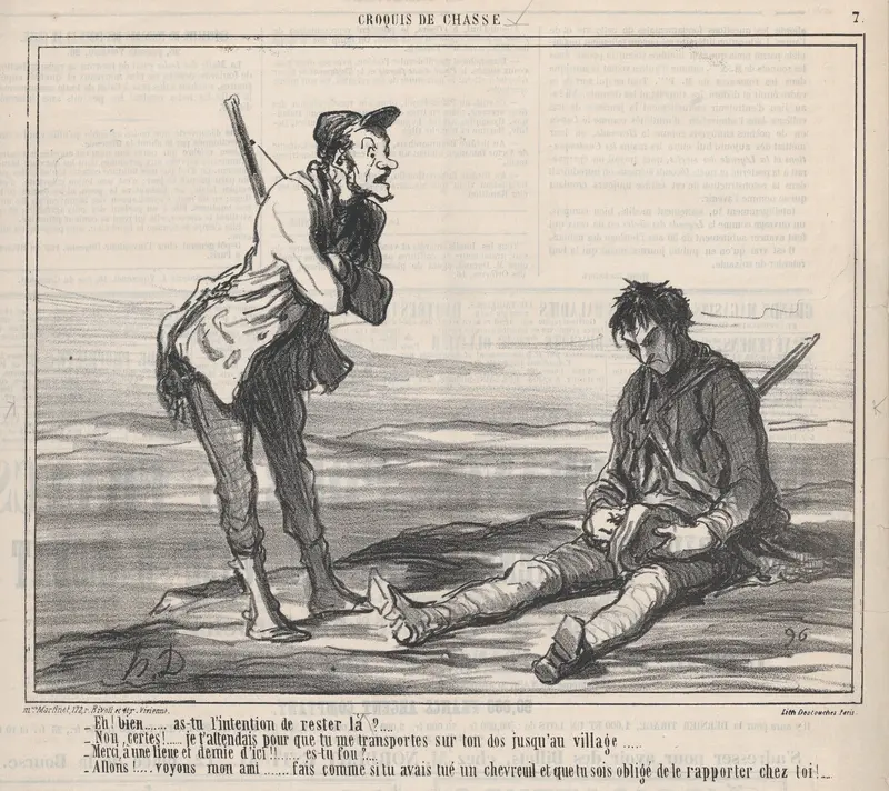 Eh! bien... as-tu l'intention de rester là?..., from "Croquis de Chasse" Wall Art by Honoré Daumier - High-Resolution Digital Print