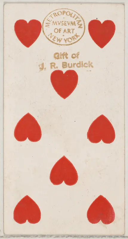 Eight Hearts, from the Playing Cards series (N84) to promote Turkish Cross-Cut Cigarettes for W. Duke, Sons and Co. Wall Art by W. Duke, Sons & Co. - High-Resolution Digital Print