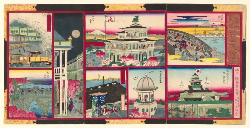 Eight Modern Views of Famous Places in Tokyo of Great Japan (Dai Nippon Tokyo kaika meisho hakkei no zu)