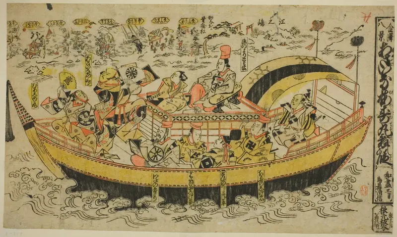 Eight Scenes of Kanazawa (Kanazawa hakkei): The Dance of Asahina and Umejumaru (Asaina Umejumaru mai no dan) Wall Art by Torii Kiyonobu I - High-Resolution Digital Print