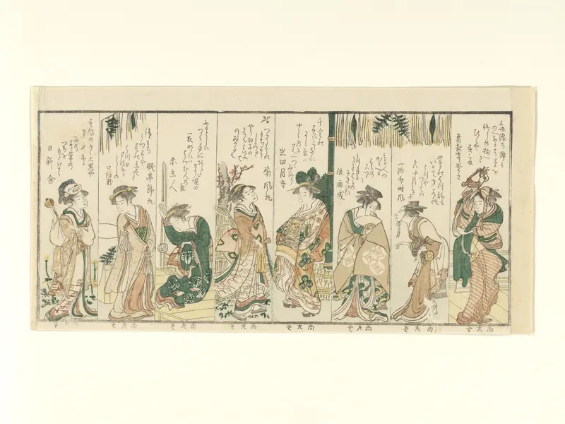 Eight Women Performing New Year Activities