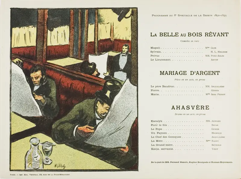 Eighth Performance: La Belle au bois rêvant, Mariage d'argent, Ahasvère, for Le Théatre Libre Wall Art by Henri-Gabriel Ibels - High-Resolution Digital Print