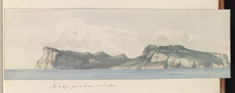 Eiland Capri gezien vanaf zee tijdens de terugreis Wall Art by Louis Ducros - High-Resolution Digital Print