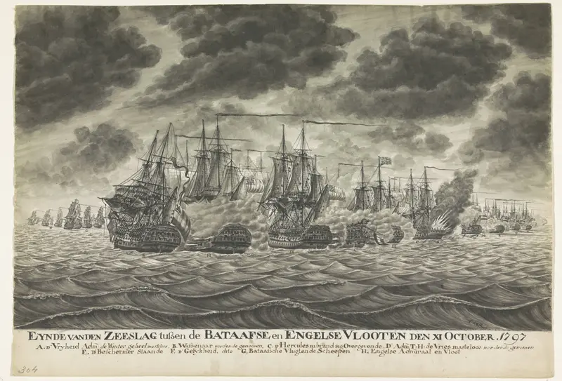 Einde van de zeeslag bij Kamperduin, 11 oktober 1797 Wall Art by Unknown - High-Resolution Digital Print