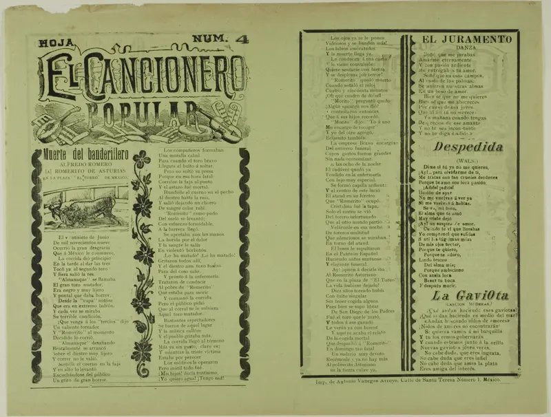 El cancionero popular, hoja num. 4 (The Popular Songbook, Sheet No. 4) Wall Art by Manuel Manilla - High-Resolution Digital Print
