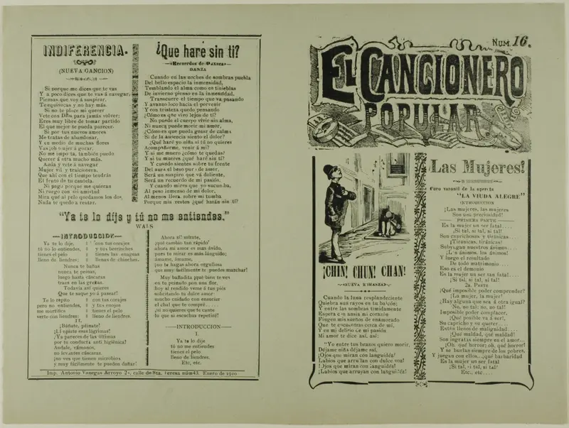 El cancionero popular, num. 16 (The Popular Songbook, No. 16) Wall Art by José Guadalupe Posada - High-Resolution Digital Print