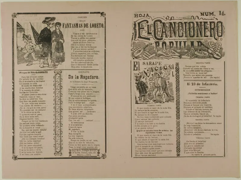 El cnacionero popular, num. 14 (The Popular Songbook, no. 14) Wall Art by José Guadalupe Posada - High-Resolution Digital Print