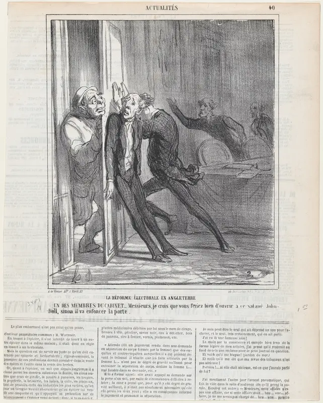 Election reform in England, from 'News of the day,' published in Le Charivari, February 26, 1866 Wall Art by Honoré Daumier - High-Resolution Digital Print