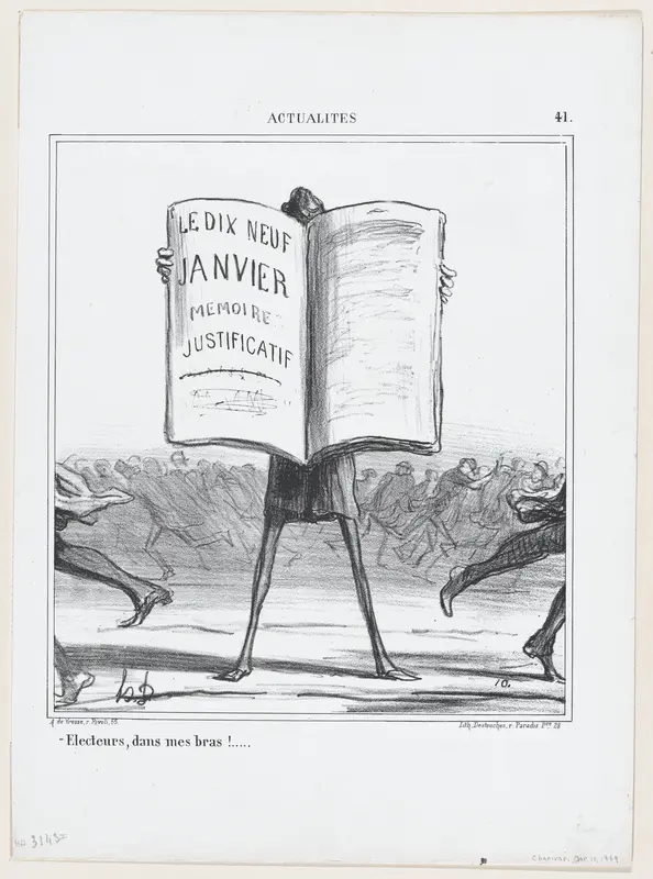 Electors, into my arms!..., from 'News of the day,' published in "Le Charivari" Wall Art by Honoré Daumier - High-Resolution Digital Print