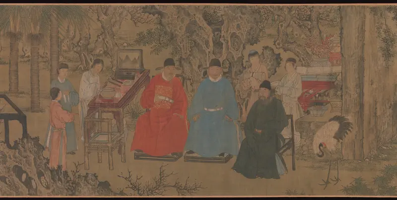 Elegant Gathering in the Apricot Garden Wall Art by Xie Huan - High-Resolution Digital Print