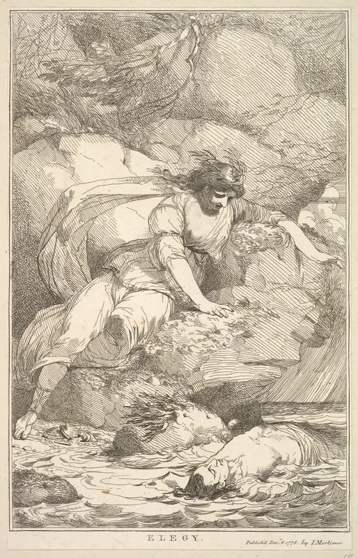 Elegy, from "Fifteen Etchings Dedicated to Sir Joshua Reynolds" Wall Art by John Hamilton Mortimer - High-Resolution Digital Print